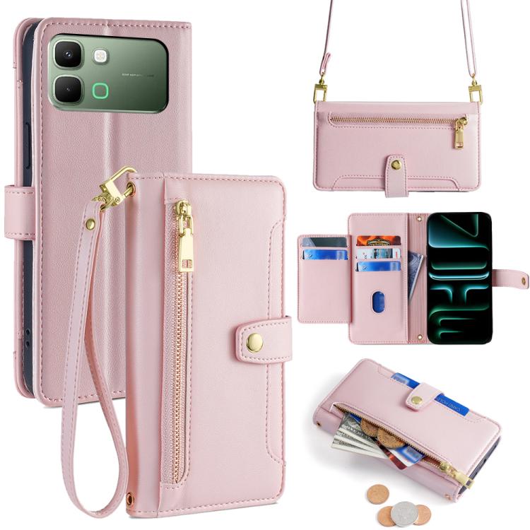 Sheep Texture Cross-body Zipper Wallet Leather Phone Case, For Infinix Note Edge 5G, For Infinix Smart 20 4G, For Infinix Note 60 5G, For Infinix Hot 60 5G, For Infinix Hot 60 Pro+ 4G, For Infinix Hot 60 Pro 4G, For Infinix Smart 10 4G                 ...
