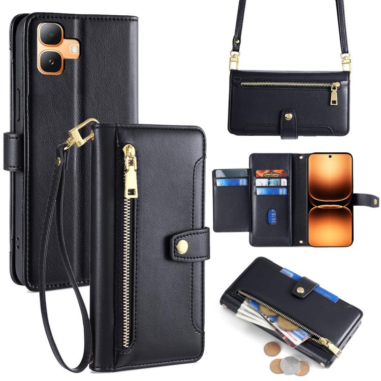Sheep Texture Cross-body Zipper Wallet Leather Phone Case, For Infinix Note Edge 5G, For Infinix Smart 20 4G, For Infinix Note 60 5G, For Infinix Hot 60 5G, For Infinix Hot 60 Pro+ 4G, For Infinix Hot 60 Pro 4G, For Infinix Smart 10 4G                 ...