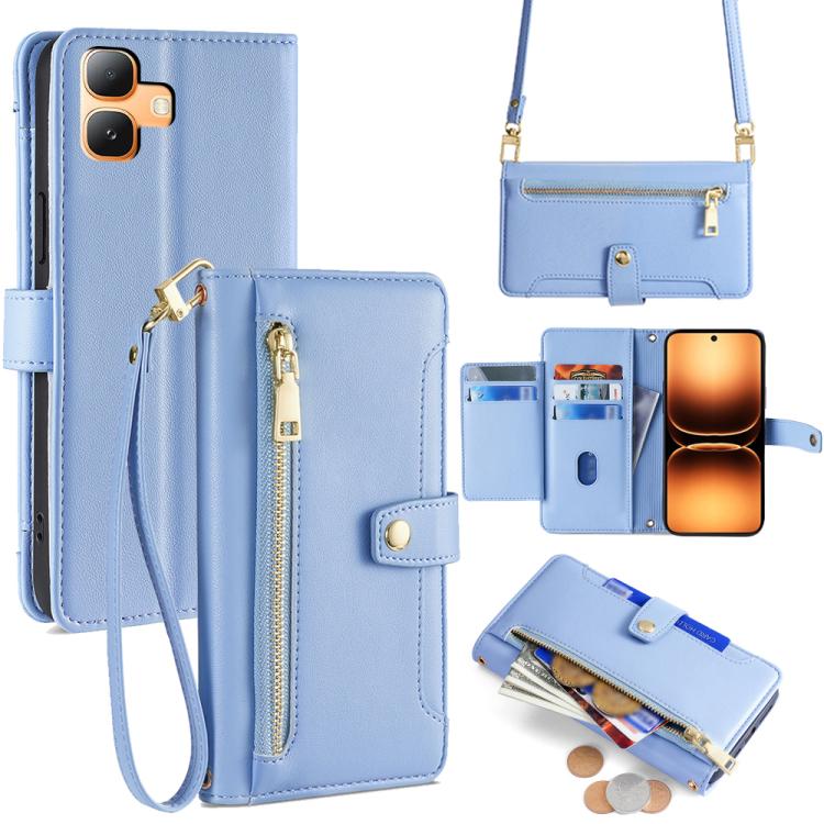 Sheep Texture Cross-body Zipper Wallet Leather Phone Case, For Infinix Note Edge 5G, For Infinix Smart 20 4G, For Infinix Note 60 5G, For Infinix Hot 60 5G, For Infinix Hot 60 Pro+ 4G, For Infinix Hot 60 Pro 4G, For Infinix Smart 10 4G                 ...