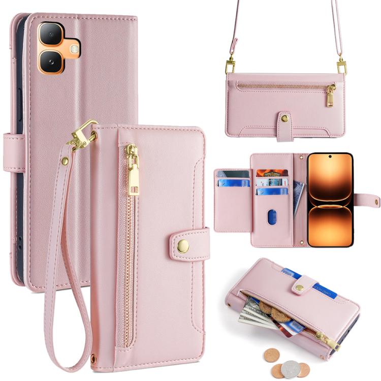Sheep Texture Cross-body Zipper Wallet Leather Phone Case, For Infinix Note Edge 5G, For Infinix Smart 20 4G, For Infinix Note 60 5G, For Infinix Hot 60 5G, For Infinix Hot 60 Pro+ 4G, For Infinix Hot 60 Pro 4G, For Infinix Smart 10 4G                 ...