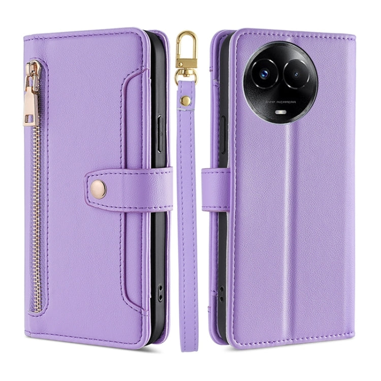 Sheep Texture Cross-body Zipper Wallet Leather Phone Case, For Realme GT5 Pro 5G, For Realme 11 4G, For Realme GT5 240W, For Realme GT5, For Realme 11 5G Global / 11x 5G, For Realme 11 5G, For Realme 11 Pro / 11 Pro+ 5G, For Realme C65 4G
