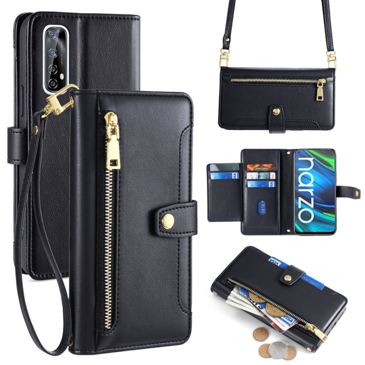Sheep Texture Cross-body Zipper Wallet Leather Phone Case, For Realme 8 / 8 Pro, For Realme C20, For Realme C12 / Narzo 20, For Realme 7 / Narzo 20 Pro, For Realme C15
