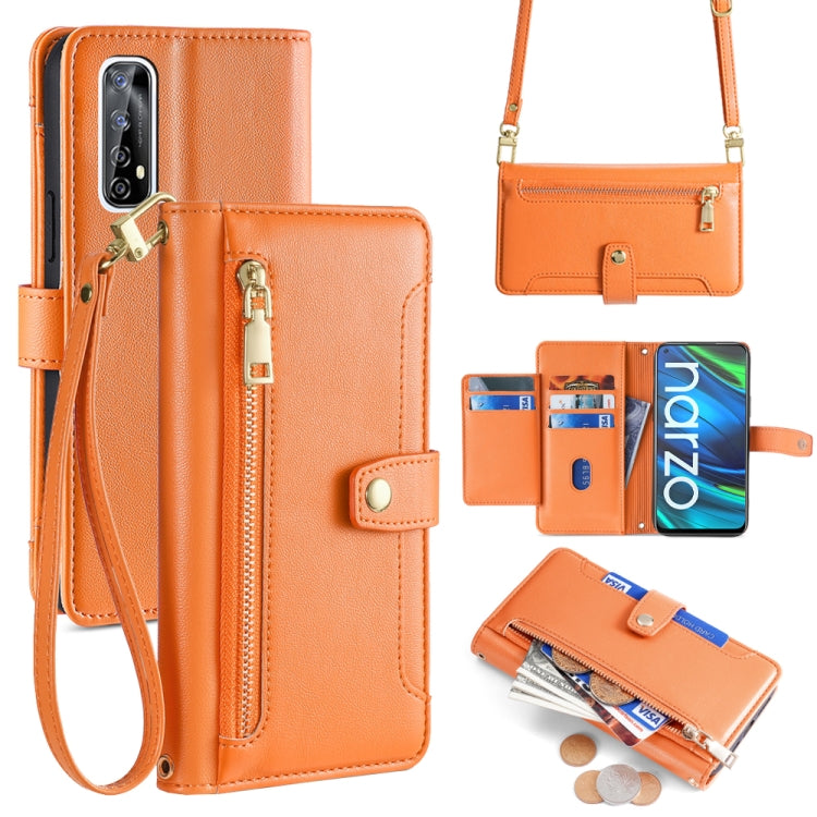 Sheep Texture Cross-body Zipper Wallet Leather Phone Case, For Realme 8 / 8 Pro, For Realme C20, For Realme C12 / Narzo 20, For Realme 7 / Narzo 20 Pro, For Realme C15