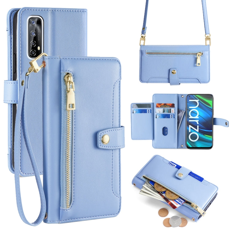 Sheep Texture Cross-body Zipper Wallet Leather Phone Case, For Realme 8 / 8 Pro, For Realme C20, For Realme C12 / Narzo 20, For Realme 7 / Narzo 20 Pro, For Realme C15
