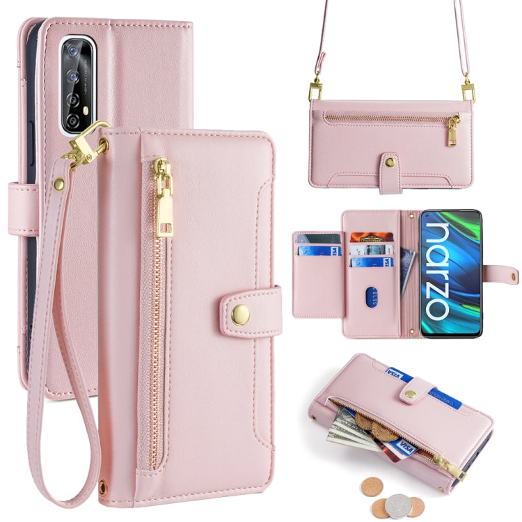 Sheep Texture Cross-body Zipper Wallet Leather Phone Case, For Realme 8 / 8 Pro, For Realme C20, For Realme C12 / Narzo 20, For Realme 7 / Narzo 20 Pro, For Realme C15