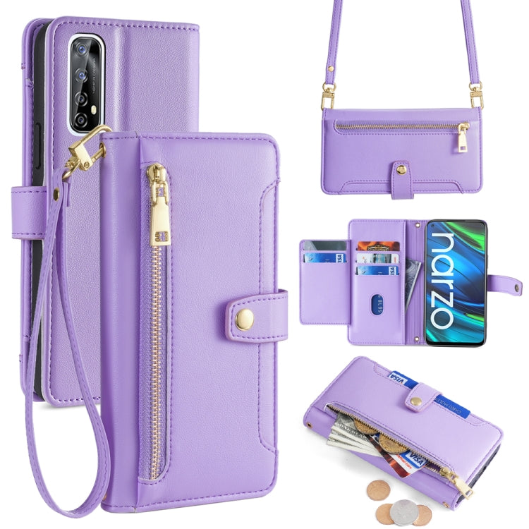 Sheep Texture Cross-body Zipper Wallet Leather Phone Case, For Realme 8 / 8 Pro, For Realme C20, For Realme C12 / Narzo 20, For Realme 7 / Narzo 20 Pro, For Realme C15