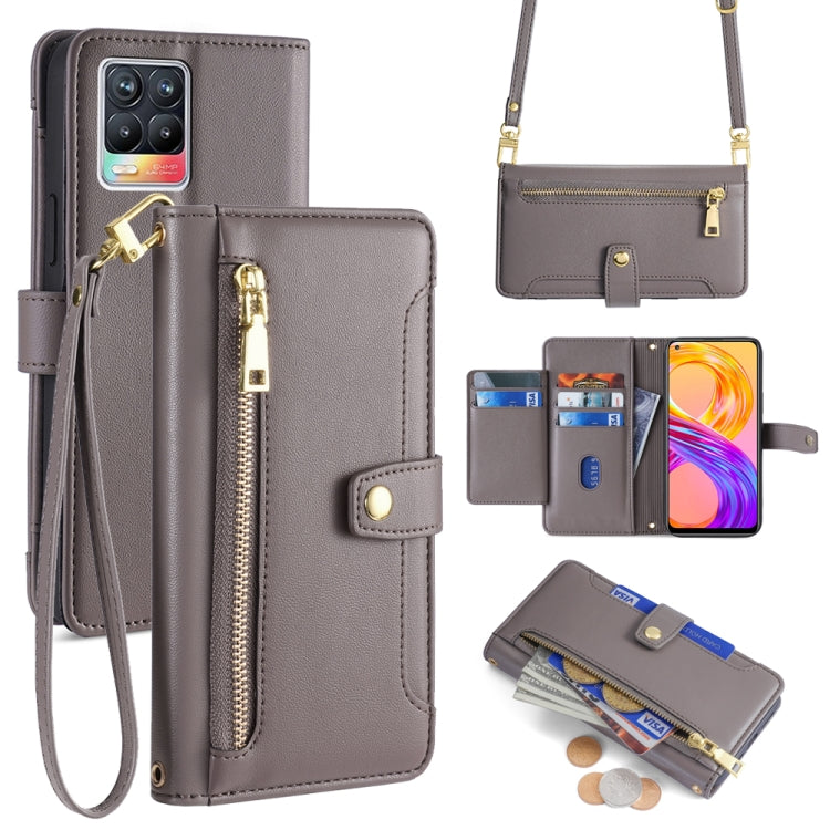 Sheep Texture Cross-body Zipper Wallet Leather Phone Case, For Realme 8 / 8 Pro, For Realme C20, For Realme C12 / Narzo 20, For Realme 7 / Narzo 20 Pro, For Realme C15