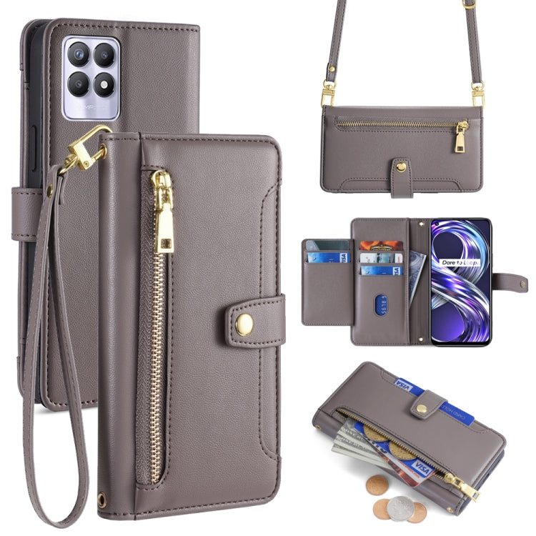 Sheep Texture Cross-body Zipper Wallet Leather Phone Case, For Realme C35, For Realme 9 Pro, For Realme GT2 Pro, For Realme Narzo 50A, For Realme 8i, For Realme GT Neo 2 5G, For Realme GT Master, For Realme C21Y