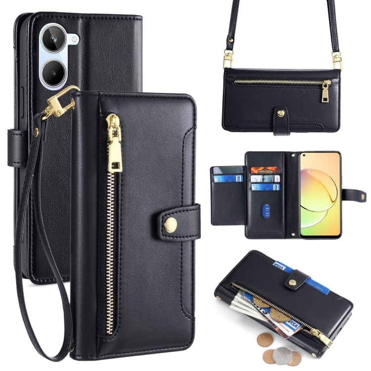 Sheep Texture Cross-body Zipper Wallet Leather Phone Case, For Realme 10 Pro 5G, For Realme 10 Pro+ 5G, For Realme 10 4G, For Realme C33 4G, For Realme C30 4G / Narzo 50i Prime, For Realme C31, For Realme GT Neo 3, For Realme 9 Pro+