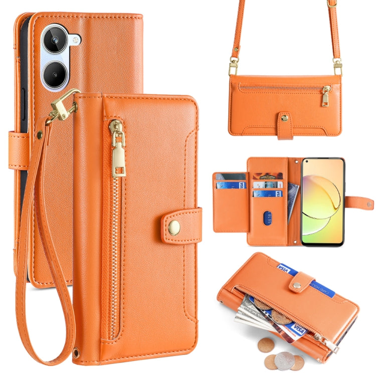 Sheep Texture Cross-body Zipper Wallet Leather Phone Case, For Realme 10 Pro 5G, For Realme 10 Pro+ 5G, For Realme 10 4G, For Realme C33 4G, For Realme C30 4G / Narzo 50i Prime, For Realme C31, For Realme GT Neo 3, For Realme 9 Pro+