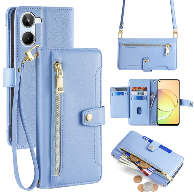 Sheep Texture Cross-body Zipper Wallet Leather Phone Case, For Realme 10 Pro 5G, For Realme 10 Pro+ 5G, For Realme 10 4G, For Realme C33 4G, For Realme C30 4G / Narzo 50i Prime, For Realme C31, For Realme GT Neo 3, For Realme 9 Pro+