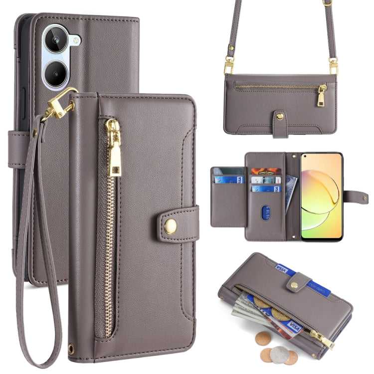 Sheep Texture Cross-body Zipper Wallet Leather Phone Case, For Realme 10 Pro 5G, For Realme 10 Pro+ 5G, For Realme 10 4G, For Realme C33 4G, For Realme C30 4G / Narzo 50i Prime, For Realme C31, For Realme GT Neo 3, For Realme 9 Pro+