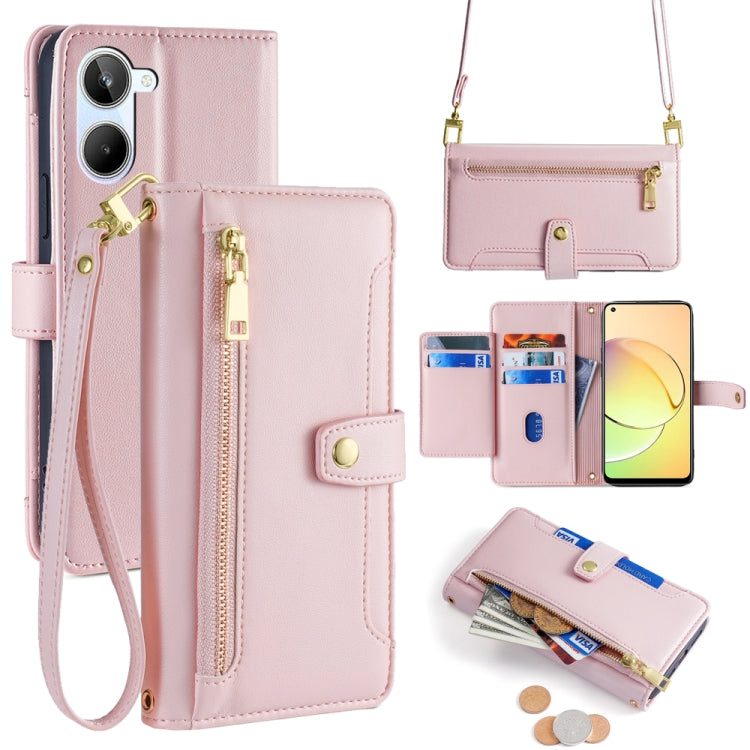 Sheep Texture Cross-body Zipper Wallet Leather Phone Case, For Realme 10 Pro 5G, For Realme 10 Pro+ 5G, For Realme 10 4G, For Realme C33 4G, For Realme C30 4G / Narzo 50i Prime, For Realme C31, For Realme GT Neo 3, For Realme 9 Pro+