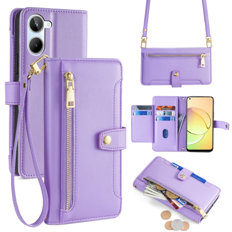 Sheep Texture Cross-body Zipper Wallet Leather Phone Case, For Realme 10 Pro 5G, For Realme 10 Pro+ 5G, For Realme 10 4G, For Realme C33 4G, For Realme C30 4G / Narzo 50i Prime, For Realme C31, For Realme GT Neo 3, For Realme 9 Pro+