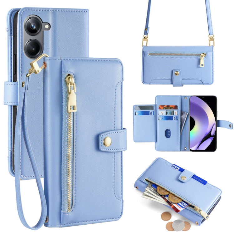 Sheep Texture Cross-body Zipper Wallet Leather Phone Case, For Realme 10 Pro 5G, For Realme 10 Pro+ 5G, For Realme 10 4G, For Realme C33 4G, For Realme C30 4G / Narzo 50i Prime, For Realme C31, For Realme GT Neo 3, For Realme 9 Pro+