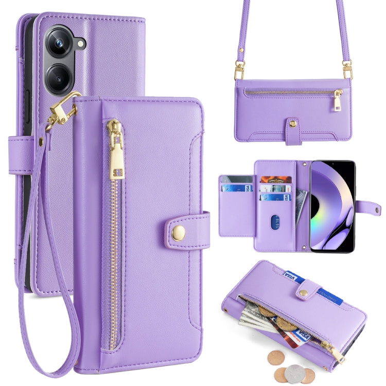 Sheep Texture Cross-body Zipper Wallet Leather Phone Case, For Realme 10 Pro 5G, For Realme 10 Pro+ 5G, For Realme 10 4G, For Realme C33 4G, For Realme C30 4G / Narzo 50i Prime, For Realme C31, For Realme GT Neo 3, For Realme 9 Pro+