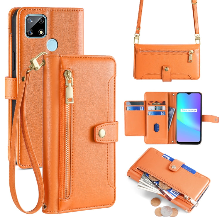 Sheep Texture Cross-body Zipper Wallet Leather Phone Case, For Realme 8 / 8 Pro, For Realme C20, For Realme C12 / Narzo 20, For Realme 7 / Narzo 20 Pro, For Realme C15