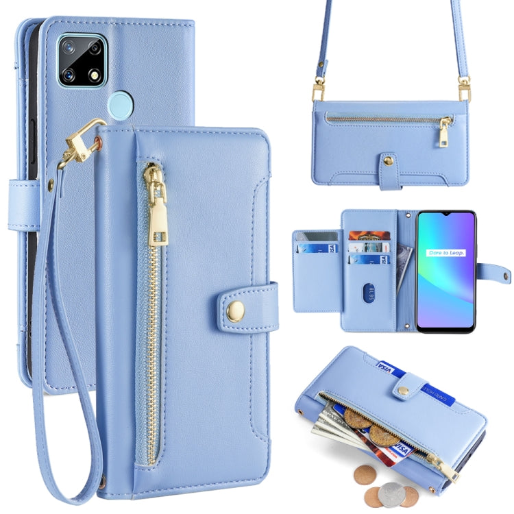 Sheep Texture Cross-body Zipper Wallet Leather Phone Case, For Realme 8 / 8 Pro, For Realme C20, For Realme C12 / Narzo 20, For Realme 7 / Narzo 20 Pro, For Realme C15