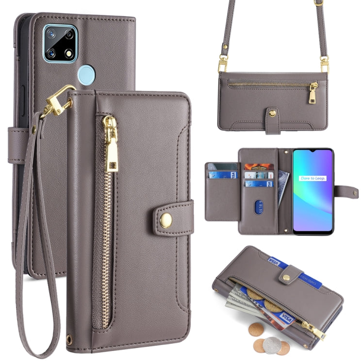 Sheep Texture Cross-body Zipper Wallet Leather Phone Case, For Realme 8 / 8 Pro, For Realme C20, For Realme C12 / Narzo 20, For Realme 7 / Narzo 20 Pro, For Realme C15