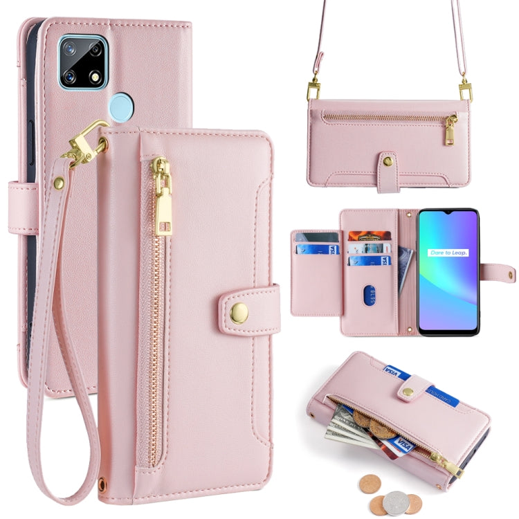 Sheep Texture Cross-body Zipper Wallet Leather Phone Case, For Realme 8 / 8 Pro, For Realme C20, For Realme C12 / Narzo 20, For Realme 7 / Narzo 20 Pro, For Realme C15