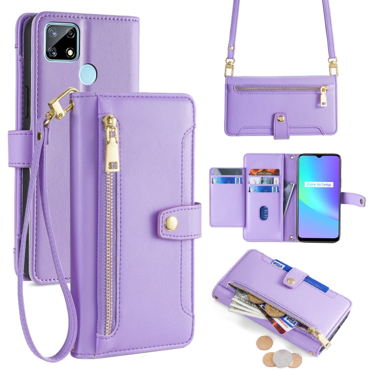 Sheep Texture Cross-body Zipper Wallet Leather Phone Case, For Realme 8 / 8 Pro, For Realme C20, For Realme C12 / Narzo 20, For Realme 7 / Narzo 20 Pro, For Realme C15