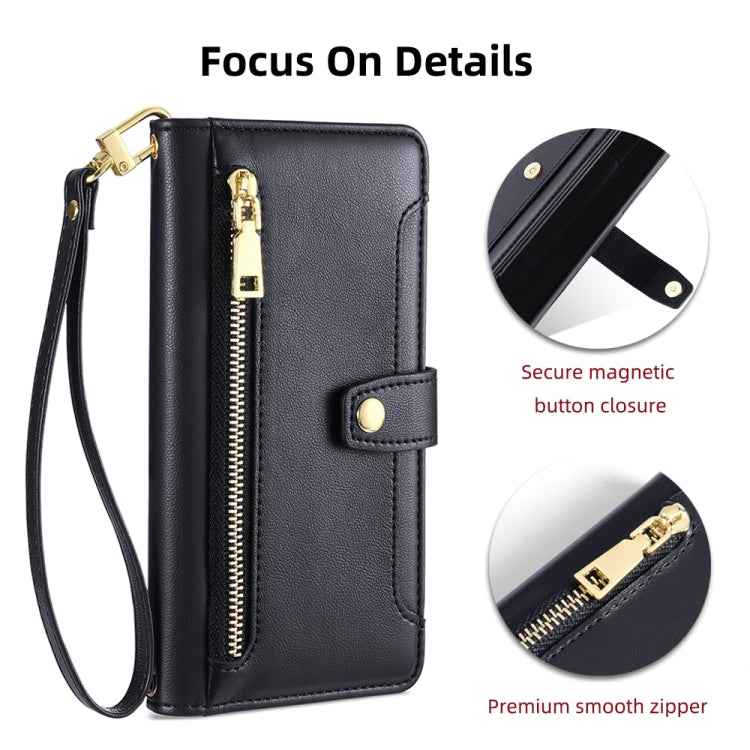 Sheep Texture Cross-body Zipper Wallet Leather Phone Case, For Realme C15