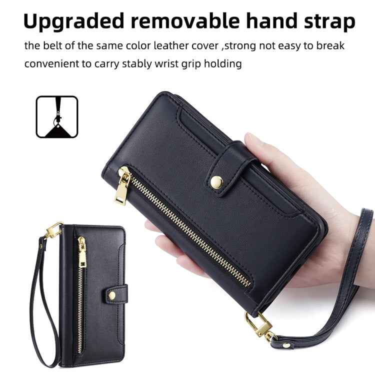 Sheep Texture Cross-body Zipper Wallet Leather Phone Case, For Realme C15