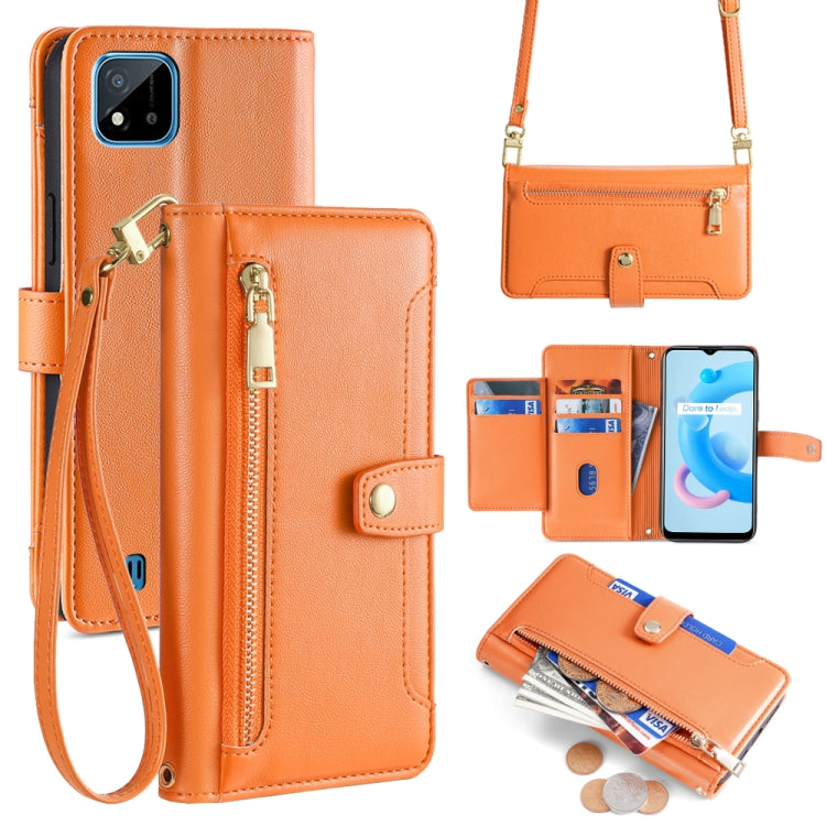 Sheep Texture Cross-body Zipper Wallet Leather Phone Case, For Realme 8 / 8 Pro, For Realme C20, For Realme C12 / Narzo 20, For Realme 7 / Narzo 20 Pro, For Realme C15