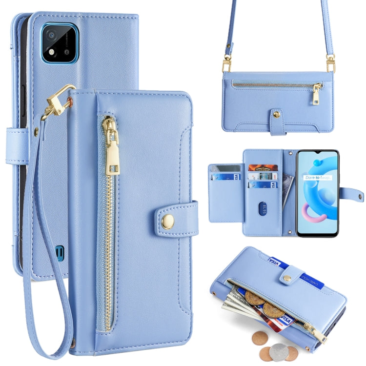 Sheep Texture Cross-body Zipper Wallet Leather Phone Case, For Realme 8 / 8 Pro, For Realme C20, For Realme C12 / Narzo 20, For Realme 7 / Narzo 20 Pro, For Realme C15