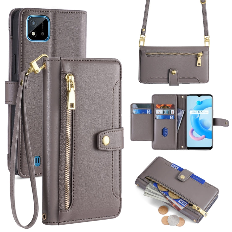 Sheep Texture Cross-body Zipper Wallet Leather Phone Case, For Realme 8 / 8 Pro, For Realme C20, For Realme C12 / Narzo 20, For Realme 7 / Narzo 20 Pro, For Realme C15