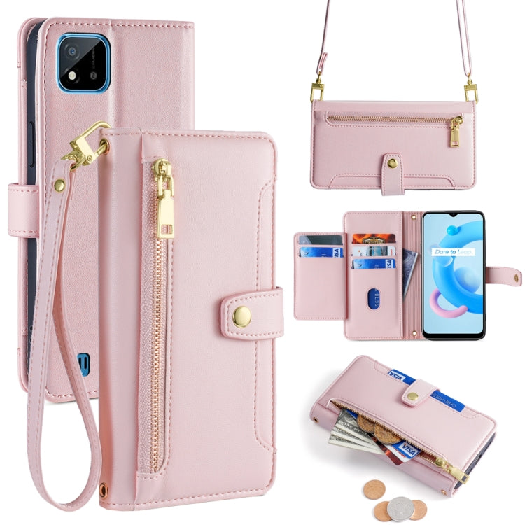 Sheep Texture Cross-body Zipper Wallet Leather Phone Case, For Realme 8 / 8 Pro, For Realme C20, For Realme C12 / Narzo 20, For Realme 7 / Narzo 20 Pro, For Realme C15
