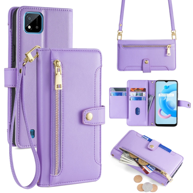 Sheep Texture Cross-body Zipper Wallet Leather Phone Case, For Realme 8 / 8 Pro, For Realme C20, For Realme C12 / Narzo 20, For Realme 7 / Narzo 20 Pro, For Realme C15