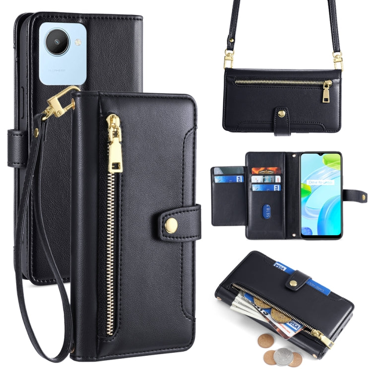 Sheep Texture Cross-body Zipper Wallet Leather Phone Case, For Realme 10 Pro 5G, For Realme 10 Pro+ 5G, For Realme 10 4G, For Realme C33 4G, For Realme C30 4G / Narzo 50i Prime, For Realme C31, For Realme GT Neo 3, For Realme 9 Pro+