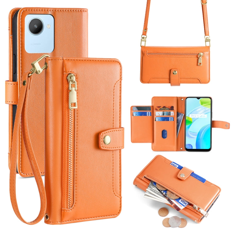 Sheep Texture Cross-body Zipper Wallet Leather Phone Case, For Realme 10 Pro 5G, For Realme 10 Pro+ 5G, For Realme 10 4G, For Realme C33 4G, For Realme C30 4G / Narzo 50i Prime, For Realme C31, For Realme GT Neo 3, For Realme 9 Pro+