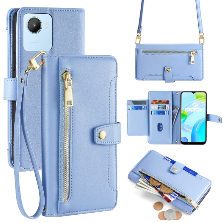 Sheep Texture Cross-body Zipper Wallet Leather Phone Case, For Realme 10 Pro 5G, For Realme 10 Pro+ 5G, For Realme 10 4G, For Realme C33 4G, For Realme C30 4G / Narzo 50i Prime, For Realme C31, For Realme GT Neo 3, For Realme 9 Pro+