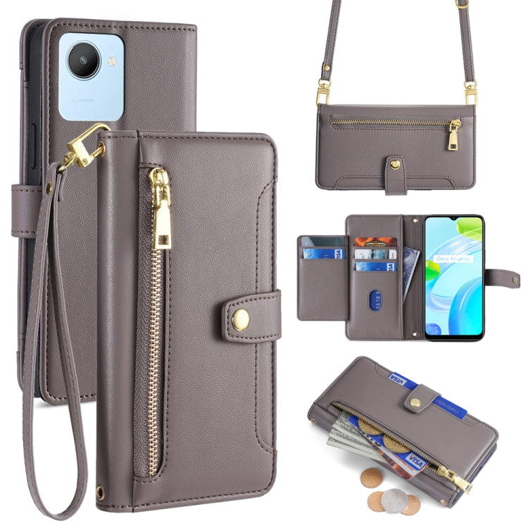 Sheep Texture Cross-body Zipper Wallet Leather Phone Case, For Realme 10 Pro 5G, For Realme 10 Pro+ 5G, For Realme 10 4G, For Realme C33 4G, For Realme C30 4G / Narzo 50i Prime, For Realme C31, For Realme GT Neo 3, For Realme 9 Pro+
