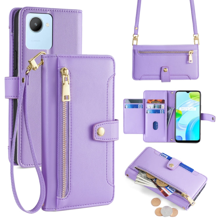 Sheep Texture Cross-body Zipper Wallet Leather Phone Case, For Realme 10 Pro 5G, For Realme 10 Pro+ 5G, For Realme 10 4G, For Realme C33 4G, For Realme C30 4G / Narzo 50i Prime, For Realme C31, For Realme GT Neo 3, For Realme 9 Pro+