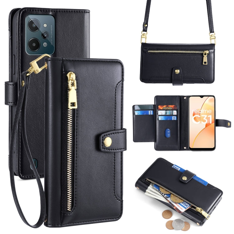 Sheep Texture Cross-body Zipper Wallet Leather Phone Case, For Realme 10 Pro 5G, For Realme 10 Pro+ 5G, For Realme 10 4G, For Realme C33 4G, For Realme C30 4G / Narzo 50i Prime, For Realme C31, For Realme GT Neo 3, For Realme 9 Pro+