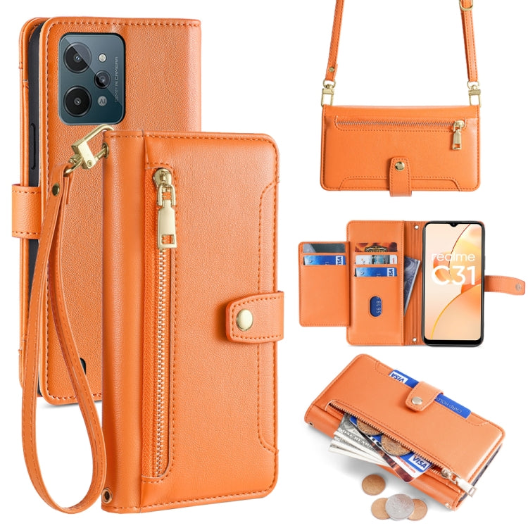 Sheep Texture Cross-body Zipper Wallet Leather Phone Case, For Realme 10 Pro 5G, For Realme 10 Pro+ 5G, For Realme 10 4G, For Realme C33 4G, For Realme C30 4G / Narzo 50i Prime, For Realme C31, For Realme GT Neo 3, For Realme 9 Pro+