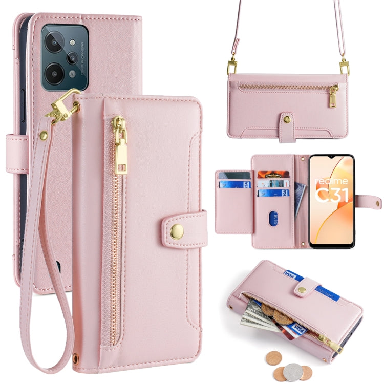 Sheep Texture Cross-body Zipper Wallet Leather Phone Case, For Realme 10 Pro 5G, For Realme 10 Pro+ 5G, For Realme 10 4G, For Realme C33 4G, For Realme C30 4G / Narzo 50i Prime, For Realme C31, For Realme GT Neo 3, For Realme 9 Pro+
