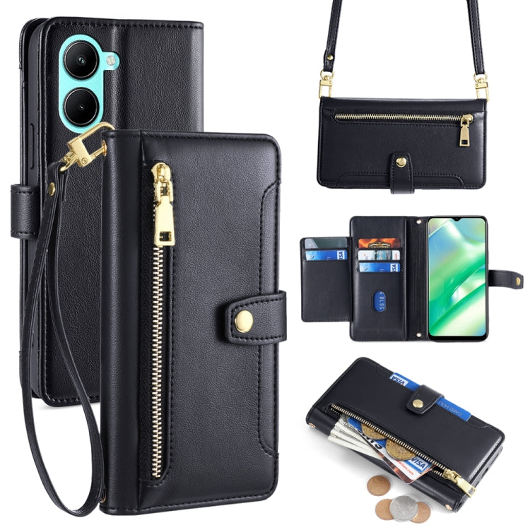 Sheep Texture Cross-body Zipper Wallet Leather Phone Case, For Realme 10 Pro 5G, For Realme 10 Pro+ 5G, For Realme 10 4G, For Realme C33 4G, For Realme C30 4G / Narzo 50i Prime, For Realme C31, For Realme GT Neo 3, For Realme 9 Pro+