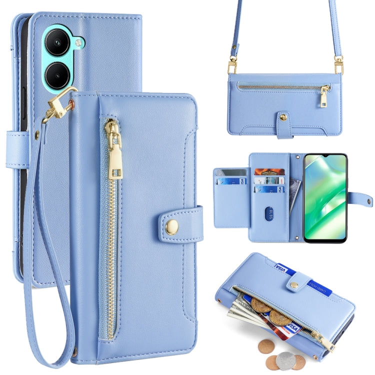 Sheep Texture Cross-body Zipper Wallet Leather Phone Case, For Realme 10 Pro 5G, For Realme 10 Pro+ 5G, For Realme 10 4G, For Realme C33 4G, For Realme C30 4G / Narzo 50i Prime, For Realme C31, For Realme GT Neo 3, For Realme 9 Pro+