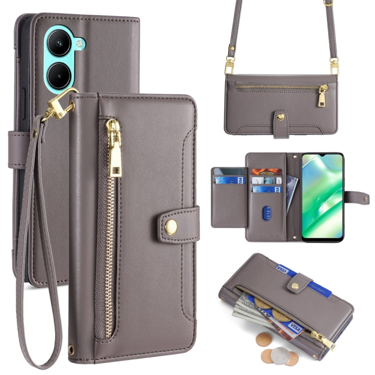 Sheep Texture Cross-body Zipper Wallet Leather Phone Case, For Realme 10 Pro 5G, For Realme 10 Pro+ 5G, For Realme 10 4G, For Realme C33 4G, For Realme C30 4G / Narzo 50i Prime, For Realme C31, For Realme GT Neo 3, For Realme 9 Pro+