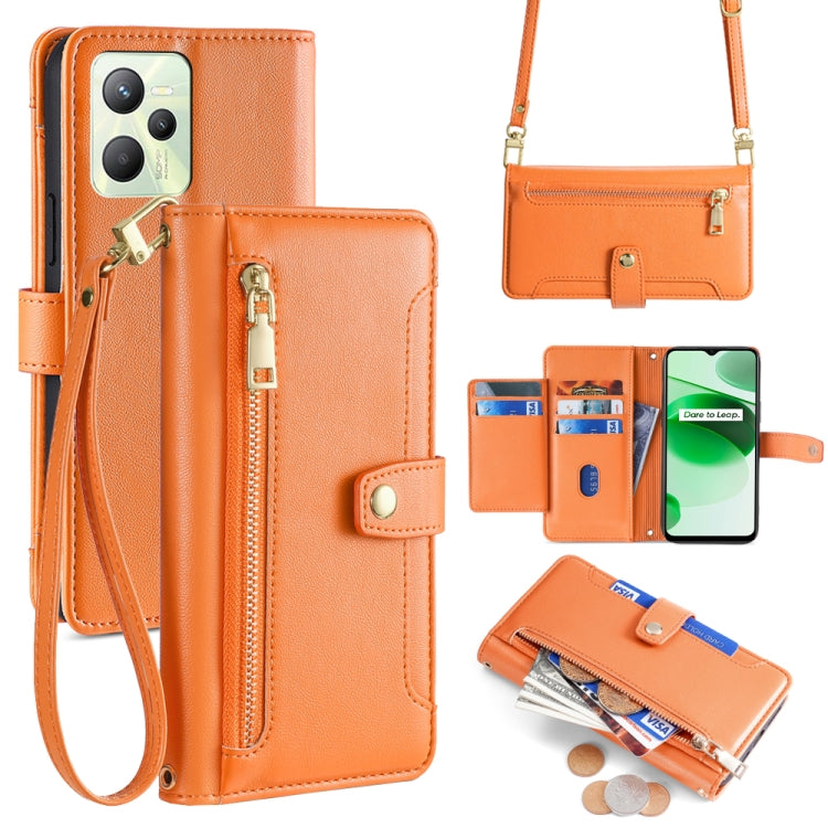 Sheep Texture Cross-body Zipper Wallet Leather Phone Case, For Realme C35, For Realme 9 Pro, For Realme GT2 Pro, For Realme Narzo 50A, For Realme 8i, For Realme GT Neo 2 5G, For Realme GT Master, For Realme C21Y
