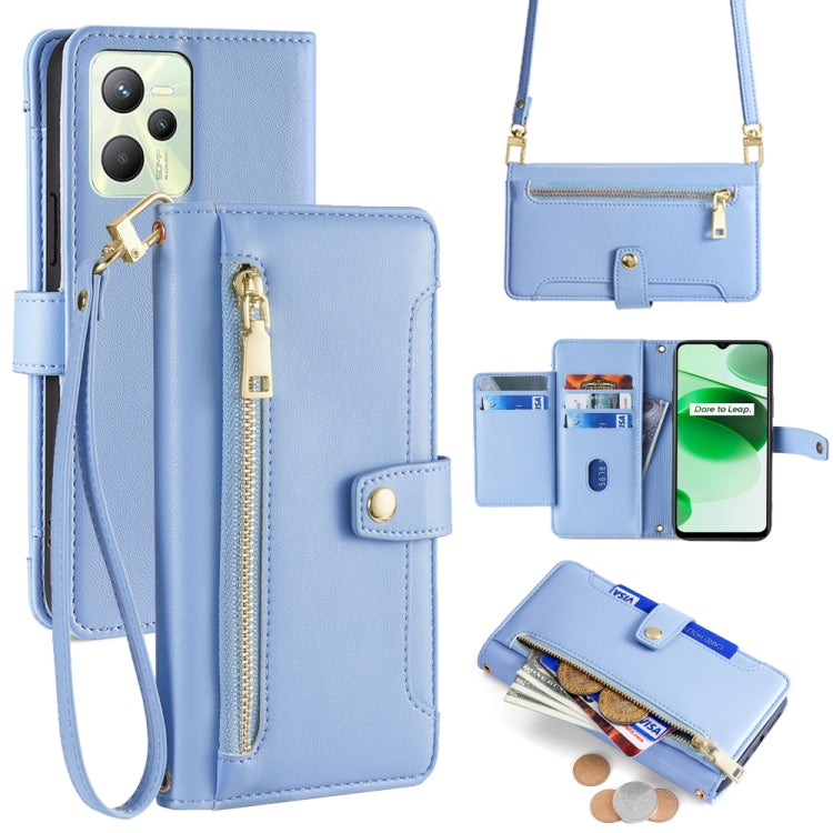 Sheep Texture Cross-body Zipper Wallet Leather Phone Case, For Realme C35, For Realme 9 Pro, For Realme GT2 Pro, For Realme Narzo 50A, For Realme 8i, For Realme GT Neo 2 5G, For Realme GT Master, For Realme C21Y