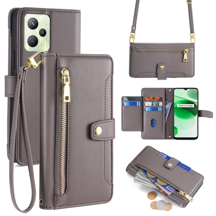 Sheep Texture Cross-body Zipper Wallet Leather Phone Case, For Realme C35, For Realme 9 Pro, For Realme GT2 Pro, For Realme Narzo 50A, For Realme 8i, For Realme GT Neo 2 5G, For Realme GT Master, For Realme C21Y