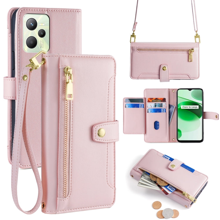 Sheep Texture Cross-body Zipper Wallet Leather Phone Case, For Realme C35, For Realme 9 Pro, For Realme GT2 Pro, For Realme Narzo 50A, For Realme 8i, For Realme GT Neo 2 5G, For Realme GT Master, For Realme C21Y