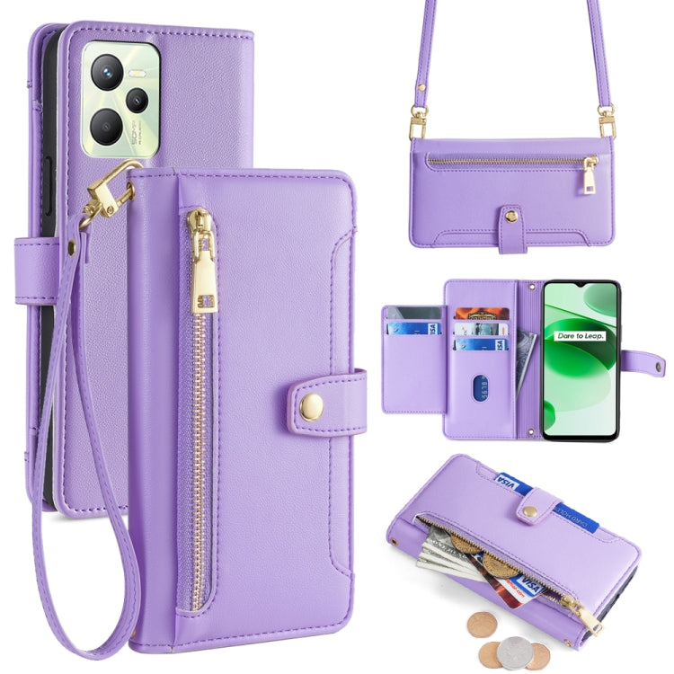 Sheep Texture Cross-body Zipper Wallet Leather Phone Case, For Realme C35, For Realme 9 Pro, For Realme GT2 Pro, For Realme Narzo 50A, For Realme 8i, For Realme GT Neo 2 5G, For Realme GT Master, For Realme C21Y