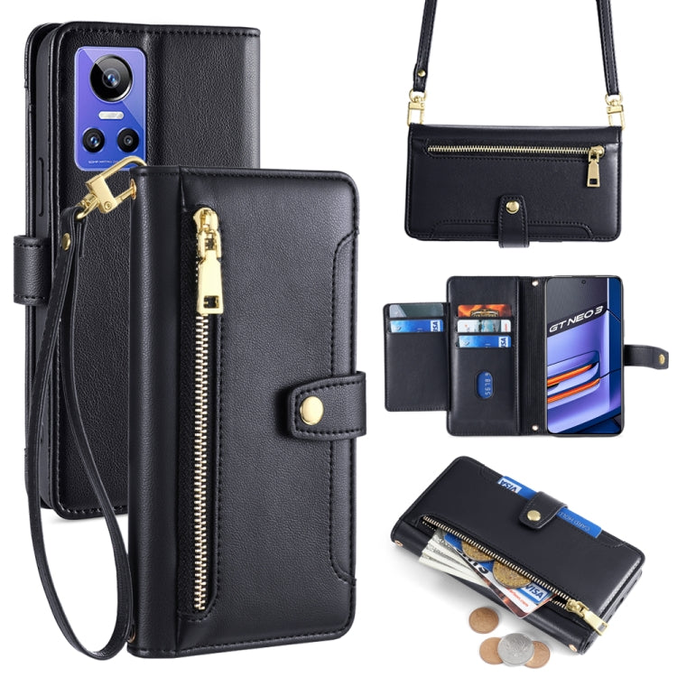 Sheep Texture Cross-body Zipper Wallet Leather Phone Case, For Realme 10 Pro 5G, For Realme 10 Pro+ 5G, For Realme 10 4G, For Realme C33 4G, For Realme C30 4G / Narzo 50i Prime, For Realme C31, For Realme GT Neo 3, For Realme 9 Pro+