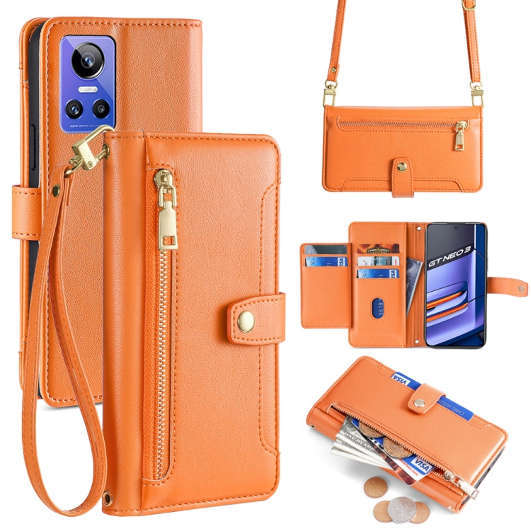 Sheep Texture Cross-body Zipper Wallet Leather Phone Case, For Realme 10 Pro 5G, For Realme 10 Pro+ 5G, For Realme 10 4G, For Realme C33 4G, For Realme C30 4G / Narzo 50i Prime, For Realme C31, For Realme GT Neo 3, For Realme 9 Pro+